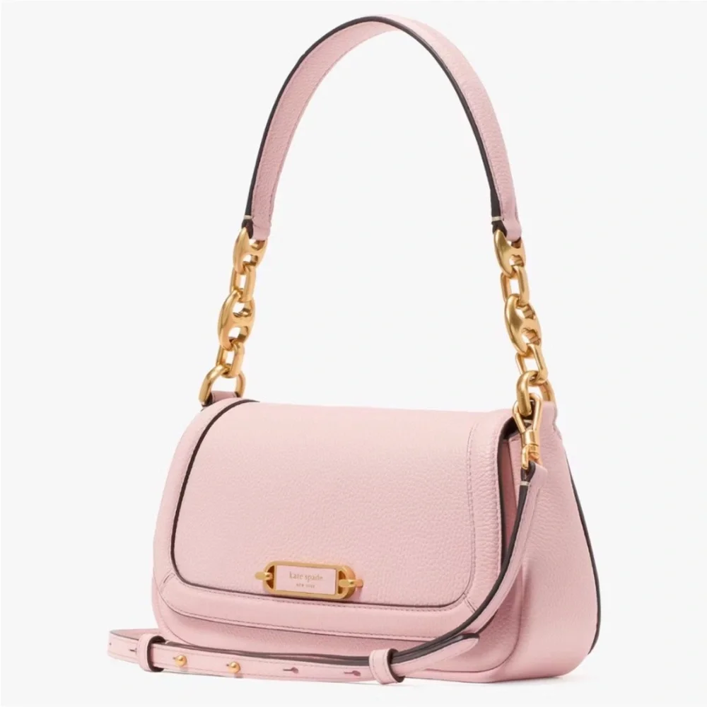 KATE SPADE Gramercy Small Flap Shoulder Bag  in Chalk Pink Pebbled Leather NWOT